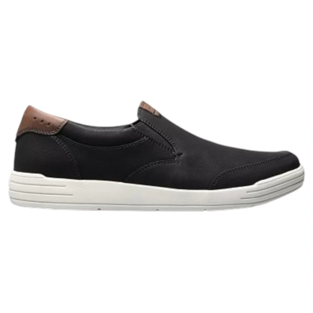 Nunn Bush Mens 84820-001 Kore Tech Black Brown Slip On Sneakers 12W Wide Fit‎
